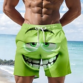 ieftine Retro Vintage &amp; Etică-Bărbați 3D Print Desene 3D Față zâmbitoare Boxeri înot Pantaloni Scurți de Înot Pantaloni Scurti Talie medie Hawaiană Amuzant Vacanta la plaja Buzunare laterale Căptușeală din plasă Talie elastică cu