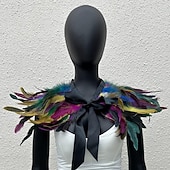 cheap Accessories-Carnival 2026 Rio Carnival Samba Accessories Women's Black Feather Cape Shawl with Satin Ribbon Tie Brazil Festival Performance Costume
