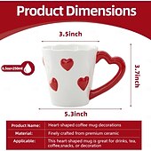cheap Mugs &amp; Cups-Heart-Shaped Coffee Mug – Cute Ceramic Cup with Red Hearts, Valentine's Day Themed Tea Mug for Gifts, Home Decor, Office, Couples, Love Gifts, Birthday, Wedding, and Romantic Decorations