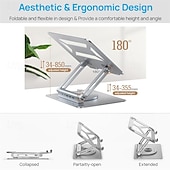 preiswerte Laptop Ständer-Laptop-Dockingstation aus Aluminium, verstellbarer Computerständer mit 360°-Drehfuß, ergonomischer, faltbarer Laptop-Erhöhung mit 5-in-1-Hub (3 USB 3.0) für 13-17 Zoll Laptops/Tablets