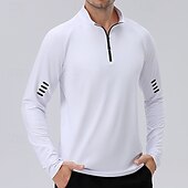 Χαμηλού Κόστους T-shirts και αμάνικα μπλουζάκια για τρέξιμο-Ανδρικά Μονόχρωμο Tricou de Alergat Μπλούζα συμπίεσης Άνοιξη Φθινόπωρο Κουμπώσου Μακρυμάνικο Γρήγορο Στέγνωμα Συμπίεση Ύγρανση Αναπνέει