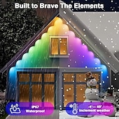 abordables Luces de Hogar Inteligente-Luces exteriores permanentes, iluminación inteligente RGB para aleros con aplicación y control remoto, 100 pies/150 pies/200 pies, resistente al agua IP67, sincronización de música y escenas de bricolaje para decoración, decoración de jardín, casa, fiesta