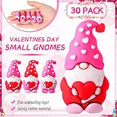 economico San Valentino-30 mini gnomi per San Valentino, piccole statuette di gnomi da regalare, piccoli gnomi da nascondere, statuette di gnomi in gomma per la festa di San Valentino (3 colori)