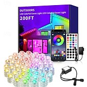 お買い得  スマートホームライト-恒久的な屋外ライト、アプリとリモコン付きの RGB スマート屋外軒先ライト、時間指定の音楽同期 IP67 防水 LED 軒先ライト、パーティー、ハロウィン、クリスマス、屋上、庭に最適