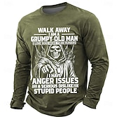  Per uomo Gergo divertente Maglietta Manica Lunga maglietta Stampa 3D Girocollo Camicia Moda Quotidiano Essenziale Casuale Quotidiano Streetwear Blu Nero Verde Estate Primavera Abbigliamento S M L XL