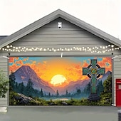 tanie Banery garażowe i drzwiowe-Dzień Św. Patryka gobelin Osłona bramy garażowej Duży wiszący Krzyż celtycki Śłodkie 3D Sceniczny Impreza Obuwie turystyczne Motyw świąteczny Tła do zdjęć Podwórze Wystrój domu