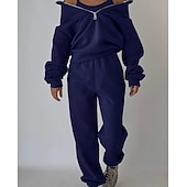  Women's Tracksuit Sweatsuit 2 Pieces Half Zip Fleece Pullover Warm Breathable Soft Sportswear Activewear Rosy Pink Light Green Blue Long Sleeve Athleisure Casual