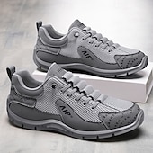 baratos Tênis Casuais-Tênis masculino em mesh e couro sintético – calçado de corrida de alto desempenho para aventuras ao ar livre e atividades físicas.