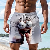  Homens Desenho Animado Engraçado Minhoca Calção Justo de Natação Shorts de Natação Bermuda de Surf Cintura Média Havaiana férias na praia Bolsos laterais Forro de malha Cintura elástica com cordão