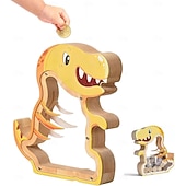 voordelige Reistassen &amp; handbagage-Houten spaarpot in de vorm van een dinosaurus voor jongens, transparante spaarpot met acrylvenster, creatieve spaarpot, cadeau spaarpot, nieuwjaars-, verjaardags- of doopcadeau voor peuters en meisjes