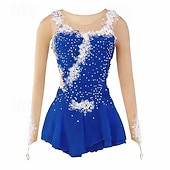 cheap Figure Skating Dresses-Figure Skating Dress Women's Girls' Ice Skating Dress Outfits Light Yellow Yan pink Violet Flower Mesh Spandex Lace High Elasticity Training Competition Skating Wear Flower Dumb Light Ice Skating