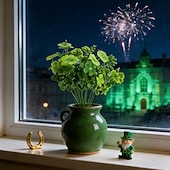 cheap St. Patrick's Day-10pcs Artificial Shamrock Plants, Green Faux Clover Stems for Home, Office, Store &amp; Mall Decor, Ideal for Flower Arrangements, Weddings, Engagements, Anniversaries, Parties &amp; Year-Round Festive Decorations