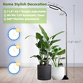 abordables Luces de cultivo para plantas-Luz LED de espectro completo con forma de anillo de ángel de 6 pulgadas para cultivo de plantas, luz solar de escritorio ajustable para plantas de interior, opciones de base de escritorio o suelo, luz