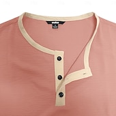 voordelige Casual T-shirts voor heren-Heren T-shirt Henley-shirt T-shirts Shirt met korte mouwen Korte mouw Henley Zomer Lente Lente zomer Kleurenblok Effen Modieus Ontwerper Basic Zak Vakantie Straat Uitgaan Zwart Blauw Blozend Roze Top