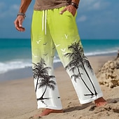 economico Pantaloni casual stampati da uomo-Per uomo Albero di Cocco Colore sfumato Piante Tropicali Pantaloni Pantaloni Larghi Pantaloni casual Misura del girovita medio Hawaiano All'aperto Vacanza Abbigliamento mare Coulisse elastica in vita