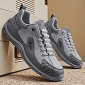 baratos Tênis Casuais-Tênis masculino em mesh e couro sintético – calçado de corrida de alto desempenho para aventuras ao ar livre e atividades físicas.
