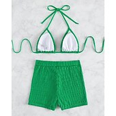 levne Surfovací tankiny a bikiny-Dámské Bikinové sety 2 ks Plavky Jednobarevné Ochrana proti UV záření Elastický Bez rukávů Plavky Surfování Potápění Plavání Léto