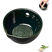 cheap Event &amp; Party Supplies-Handmade Garlic Grater Herb Bowl, 2 in 1 Pottery Herb Stripper Bowl with 5 Holes, Multi-Functional Herbs Stripping Bowls with Built-in Garlic Grater for Home Kitchen Preparation