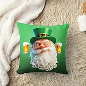  Szent Patrik-napi ír lóhere mintás manó díszpárnahuzat 45x45 cm, zöld 3D nyomtatott díszpárnahuzat