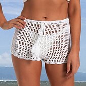 Недорогие Плавки-Жен. Купальники Накидка Эластичные боксеры Шорты купальник Вязаные Отпуск Одежда для пляжа Сплошной цвет Без рукавов Купальники