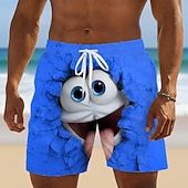 economico Retro Vintage &amp; Etica-Per uomo Illusione ottica Fantasia "Cartone 3D" Faccia Sorridente Costumi da bagno Pantaloncini da mare Pantaloncini da Surf Misura del girovita medio Hawaiano Divertente Vacanza al Mare Tasche