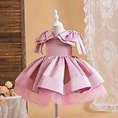 preiswerte Partykleider-Kinder Mädchen Partykleid Einfarbig Ärmellos Besonderer Anlass Geburtstag Niedlich Süß Polyester Midi Partykleid Sommer Frühling Kinder Rosa Rote Himmelblau
