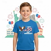  Jungen 3D Grafik Eule 250-jähriges Jubiläum T-Shirt Kurzarm 3D-Druck Sommer Frühling Sport Mode Streetwear Kinder 4-12 Jahre Rundhalsausschnitt Lässig Täglich Outdoor Normale Passform