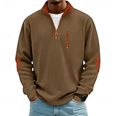  Męskie Koszula sztruksowa Koszulka Koszulka z długim rękawem Długi rękaw Suwak Jesień Zima Kolorowy blok Codzienny Teksturowane Styl uliczny Zapiąć na zamek błyskawiczny Ponadgabarytowych Luźna