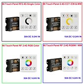 levne Vypínače-Stmívač LED pásků 2,4G RF bezdrátové dálkové ovládání stmívatelný nástěnný stmívač vhodný pro jednobarevné dvoubarevné RGB RGBW RGBCCT LED pásky DC5V-24V 10-50A jednokanálový stmívač