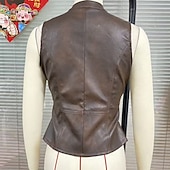 economico Serbatoio Semplice-Per donna Maglietta Canotta Bottoni Semplice Moda Classico Casual Senza Maniche Scollo a V Top Regolari Quotidiano Uscire Weekend Marrone Estate Primavera