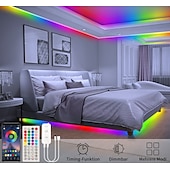abordables Bandes Lumineuses Intelligentes-Lumières néon LED RGB+IC, lumières LED avec télécommande &amp;Contrôle via application, étanche IP65, compatible avec une utilisation extérieure, synchronisation musicale, design personnalisable, ruban