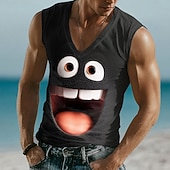economico Magliette 3D-Per uomo 3D Emote divertenti Maglietta Senza Maniche maglietta Stampa 3D Scollo a V Camicia Tropicale All'aperto Vacanza Camicia hawaiana Nero 1 Nero 3 Nero 2 Estate Primavera Abbigliamento S M L XL