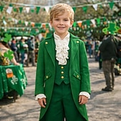  Casaco Medieval Retro Vintage Punk  Gótico Fantasia de Máscaras Tuxedo Vampiro Doutor da Peste Cor Sólida Fantasia Desvirada Fantasia de Meninos Festa de Máscaras Steampunk Casaco para Crianças Natal