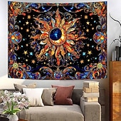 preiswerte Wandteppiche-Wandteppich mit Sonne und Mond aus Buntglas, himmlisches Mosaik, Boho-Stil, kunstvolle Wanddekoration für Yoga-, Meditations- und Wohnzimmer