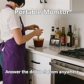 baratos Sistemas de Câmaras para Portas-Campainha com câmera e monitor portátil, alertas de reconhecimento humano ativo, alimentada por bateria.