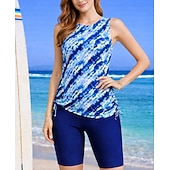 Χαμηλού Κόστους Surfing Tankinis και Bikinis-Γυναικεία Μαγιό Τανκίνι Δύο Κομμάτι Μαγιό Γραφική Φαρδύ μανίκι Προστασία UV Υψηλή Ελαστικότητα Αμάνικο Μαγιό Σέρφινγκ Καταδύσεις Ψαροντούφεκο Καλοκαίρι