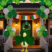 Недорогие День Святого Патрика-Костюм гуся для крыльца на День Святого Патрика, 23-дюймовая статуэтка гуся, ирландский клевер для лужайки. &amp;Украшение для крыльца — только костюм, гусь в комплект не входит.