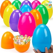 cheap Novelty Toys-18/30 Pcs Large Plastic Easter Eggs, 4.8 Inch Colorful Jumbo Fillable Eggs for Easter Egg Hunt, Easter Basket Stuffers, Basket Fillers, Party Favors, Classroom Prizes, Treat Candy Containers