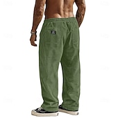 cheap Casual Pants-Men's Trousers Corduroy Pants Baggy Pants Casual Pants Elastic Waist Straight Leg Solid Color Comfort Moisture Wicking Full Length Casual Daily Outdoor Fashion Streetwear Blue Black Micro-elastic