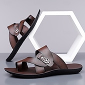 Χαμηλού Κόστους Σανδάλια Διακοπών-Ανδρικά λευκά σανδάλια από συνθετικό δέρμα, μαλακό πέλμα, μινιμαλιστικό μοντέρνο στυλ, άνετα καλοκαιρινά παπούτσια για casual και χαλαρή ένδυση