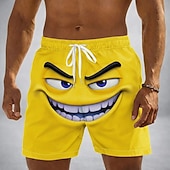 Χαμηλού Κόστους Ρετρό Βιντάζ &amp; Ηθική-Ανδρικά 3D Εκτύπωση Κινούμενα σχέδια 3D Χαμογελαστό πρόσωπο Μαγιό Βερμούδα Σορτσάκια Κολύμβησης Σορτς παραλίας Μεσαία Μέση Αστείος Χαβανέζα Διακοπές στην παραλία