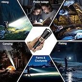 baratos lanternas táticas-Lanterna recarregável de alto brilho e ultrabrilhante com lente de ignição, foco ajustável, quatro modos, ideal para camping, atividades ao ar livre, uso agrícola e aplicações domésticas.