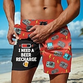 abordables Rétro Vintage &amp; Éthique-Homme Bière Console de jeu Argot drôle Short doublé Short de bain 2 en 1 Shorts de bain Taille Moyenne Rétro Vintage Fête Poches Latérales Avec doublure de compression Taille élastique avec cordon de