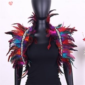 abordables Accessoires-Carnaval 2026 Accessoires de Carnaval de Rio Samba Épaulières Femme Plumes Rouges avec Bord en Strass Costume de Performance Festival Brésilien