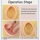 رخيصةأون عيد الفصح-مجموعة قوالب تقطيع بسكويت عيد الفصح، ١٠ قطع من قوالب ضغط البسكويت، مجموعة قوالب تقطيع بسكويت بيض عيد الفصح مع مجموعة طوابع ضغط، أدوات مطبخ، طوابع بسكويت بلاستيكية