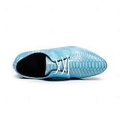 voordelige Derby Schoenen-Blauwe herenschoenen met krokodillenprint, vetersluiting, bovenkant van imitatieleer, modieuze luxe stijl, geschikt voor stijlvolle mannen bij feestjes en speciale gelegenheden.