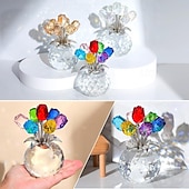 رخيصةأون فازات وسلال-وردة كريستالية بسبعة ألوان، قطعة تذكارية قابلة للجمع مع مزهرية، زينة وردة زجاجية مزخرفة، هدية رومانسية لعيد الأم، عيد الحب، ذكرى الزواج، لعرضها في غرفة المعيشة