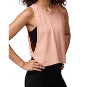 Χαμηλού Κόστους T-shirts και αμάνικα μπλουζάκια για τρέξιμο-Γυναικεία Μονόχρωμο Κορυφή γραμμής Γιλέκα τρεξίματος Φόρμα Καλοκαίρι Άνοιξη Κουρελού Αμάνικο Αναπνέει Γυμναστήριο Τρέξιμο Γιόγκα Μαύρο Ιβουάρ Ανθισμένο Ροζ ΑΘΛΗΤΙΚΑ ΡΟΥΧΑ Ρούχα Γυμναστικής