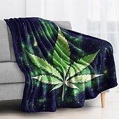 cheap Wall Tapestries-Blanket Fleece Throw Blanket for Couch Weed Leaf Classic Modern 3D Sofa Bed Decorative Warm Blanket Home Decor