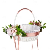 billige Originale leker-2-pakke påske fruktkurver vårutflukt håndholdt blomsterkurv vestlig stil bryllup blomsterdreng sprer blomsterkurv veving bryllup godteriblomstkurv